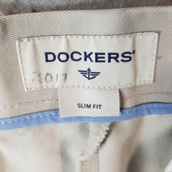 Dockers khaki chino pants men's 34x25 beige cotton Flex stretch preppy retro - Picture 10 of 11